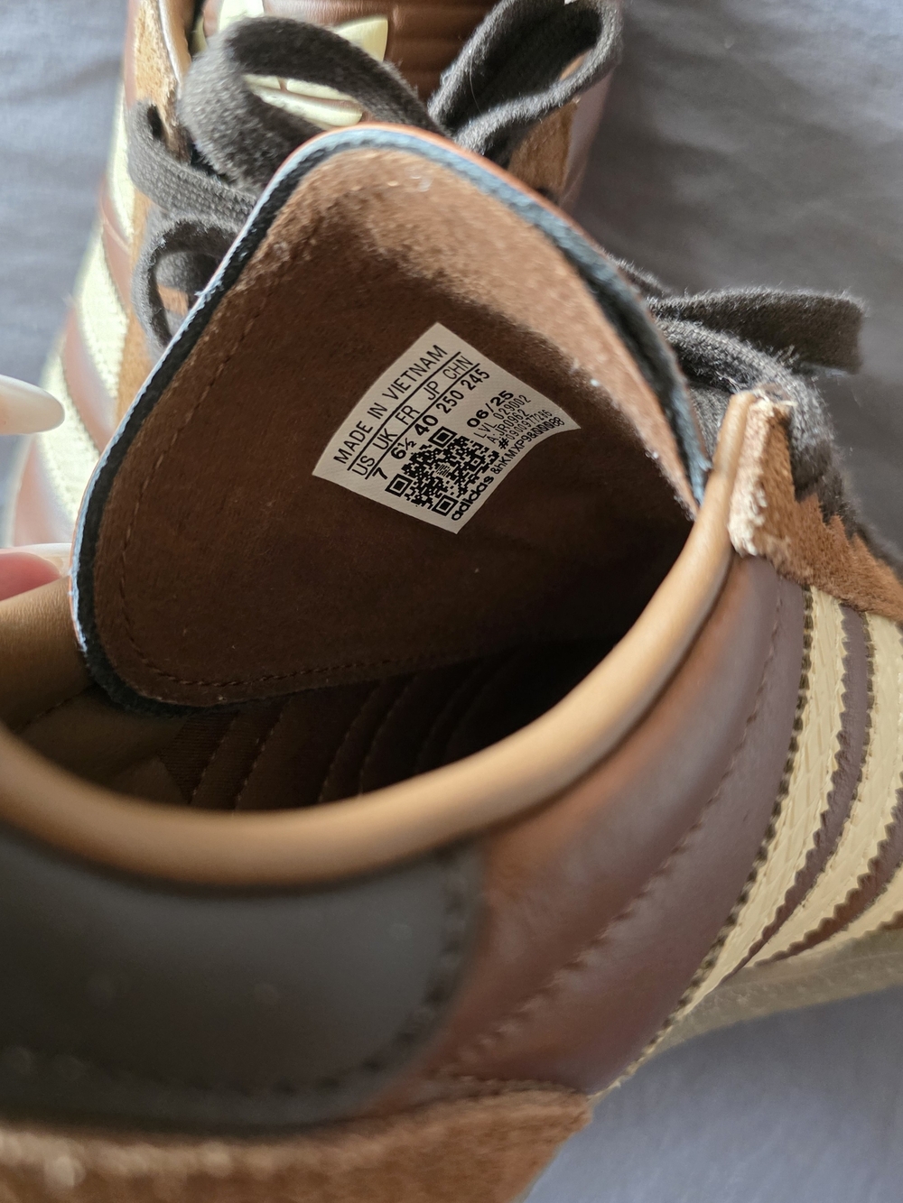 Adidas Women’s Samba-Inspired Brown and Tan Leather Sneakers - Picture 4 of 5
